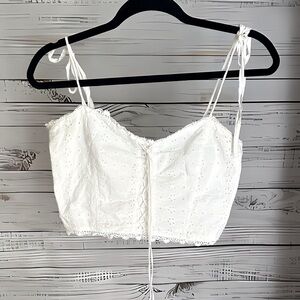 Kendall & Kylie White Spaghetti Strap Eyelet Crop Size S